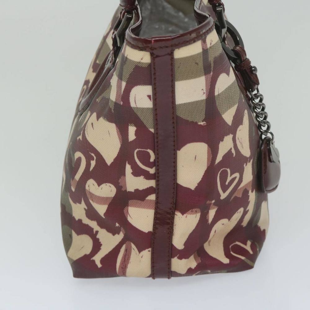 BURBERRY Nova Check Tote Bag PVC Leather Red Auth hk959 - Picture 4 of 16